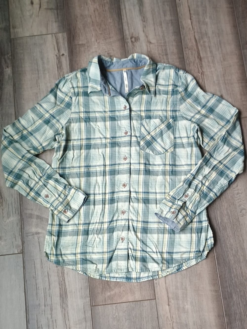 Kuhl Light Green and Blue Plaid Button-Down Shirt